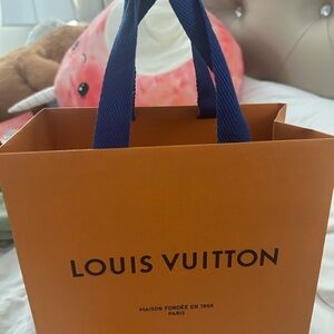 Louis Vuitton Tangerine Bag with Navy Handles